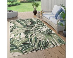 Buiten- en Binnenkleed met Palm Jungle Motief - 80x150cm - Groene Boho Karpet