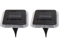 Buiten lampje/prik spots - 2x - solar verlichting - tuinpad/plant verlichting - LED - 10 cm