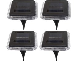 Buiten lampje/prik spots - 4x - solar verlichting - tuinpad/plant verlichting - LED - 10 cm
