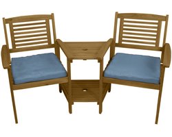 Buiten loveseat met kussens - bruin/grijs - 164cm - parasolgat