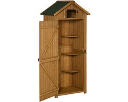 Buiten Opbergkast 77x54,2x179cm Houtkleur Afneembare Planken Ventilatieraam voor Tuin Gereedschap Terras Balkon