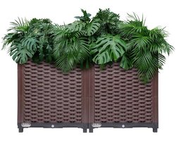 Buiten Plantenbak - Stijlvolle Plantenbak - Weerbestendige Plantenbak - Bloembak - Bloempot - Grote Plantenbak voor Buiten - Moestuinbak - Plantenpot - Kweekbak - 80x40x53 cm - Donkerbruin