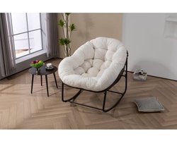 Buiten rotan schommelstoel, gevoerde kussen schommelstoel relaxfauteuil buiten voor veranda, woonkamer, terras, tuin