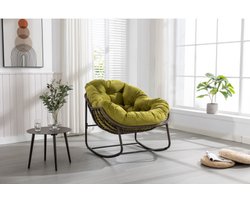 Buiten rotan schommelstoel, gevoerde kussen schommelstoel relaxfauteuil buiten voor veranda, woonkamer, terras, tuin