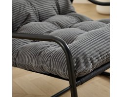 Buiten schommelstoel, comfortabel kussen, met zacht dik kussen, voor woonkamer, slaapkamer, leeskamer, zwart frame met Grijs kussen（Stapelvezel）