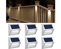 Buiten Solar Lampen – Solar Aangedreven Terraslampen Waterdicht – Schuttingpaal Verlichting voor Achtertuin, Terras, Trap en Muur – 3LED Koud Licht – 6 Pack