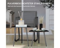 Buiten Tafel Set – Tuin Bijzettafel – Balkon Tafel – Patio Meubel – Buitenmeubelen – Stalen Frame – Marmer Look Blad – Geometrisch Design – Eenvoudige Montage