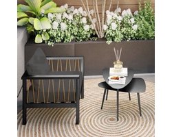 Buiten Tafel Set – Tuin Bijzettafel – Balkon Tafel – Patio Meubel – Buitenmeubelen – Stalen Frame – Marmer Look Blad – Geometrisch Design – Eenvoudige Montage