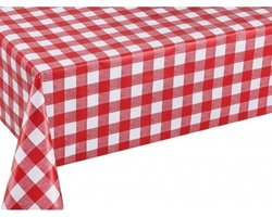 Buiten tafelkleed/tafelzeil boeren ruit rood/wit 140 x 220 cm rechthoekig - Tuintafelkleed tafeldecoratie met ruitjes