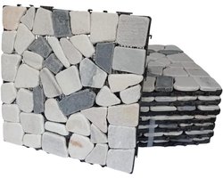 Buiten vloertegels - Terras tegels - Tuin balkon - In te steken design - 8 stuks - Echte steen