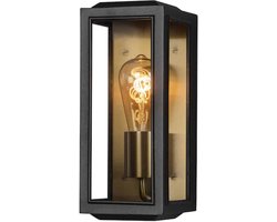 Buiten wandlamp | modern klassiek | zwart messing | rechthoekig | IP44 | E27 | voor tuin balkon en gevel