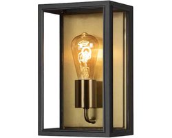Buiten wandlamp | rechthoekig | zwart messing | klassiek modern | tuin balkon buiten | E27 | IP44
