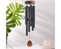 Buiten-Windgong - Herdenkingswindgong met 6 aluminium buizen - Sympathiecadeau - Hangdecoratie voor tuin - terras - erf - Bruin en zwart
