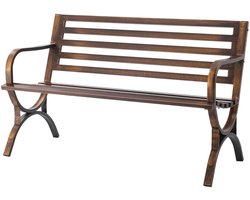 Buitenbank, 127 cm, Duurzaam Frame van Koolstofstaal met Decoratieve Rugleuning en Gladde Armleuningen, Weerbestendige Zitgelegenheid voor Terras, Tuin, Park, ERF Of Veranda, Antieke Bronzen Afwerking
