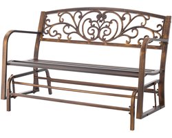 Buitenbank, 127 cm, Duurzaam Frame van Koolstofstaal met Gietijzeren Rugleuning en Gladde Armleuningen, Weerbestendige Zitgelegenheid voor Terras, Tuin, Park, ERF, Veranda, Antieke Bronzen Afwerking