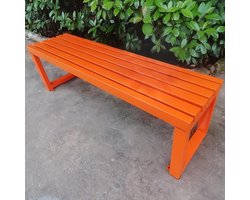 Buitenbank Zonder Rugleuning, Metalen Parkbanken voor Buitenruimte, Tuinstoel voor 2 Personen Tuinmeubilair voor Entree, Veranda, Tuin, Gazon(Orange,59.05in/150cm)