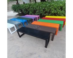 Buitenbank Zonder Rugleuning, Metalen Parkbanken voor Buitenruimte, Tuinstoel voor 2 Personen Tuinmeubilair voor Entree, Veranda, Tuin, Gazon(Orange,59.05in/150cm