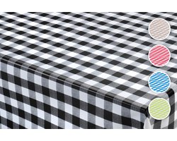Buiten/binnen Tafelzeil/Tafelzeil boeren ruit/boerenbont zwart/wit (Premium kwaliteit) - In 9 maten verkrijgbaar 140 x 220 cm