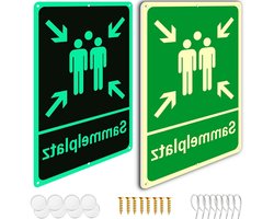 Buitenbord voor verzamelplaatsen van aluminium en hard schuim, UV-bestendig, 20x30 cm, veiligheidsborden voor openbare ruimtes