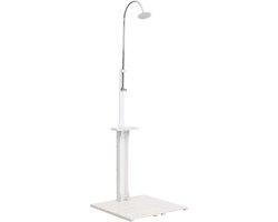 Buitendouche – Tuindouche – Zwembad Douche – Campingdouche – Houtendouche – Weerbestendig Hout – Verstelbare Waterdruk – Draaibare Douchekop – Wit