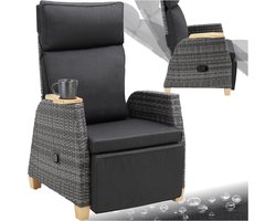 Buitenfauteuil - Loungestoel tuin - Buiten ontspannen - Verstelbare rugleuning - Met voetensteun - Donkergrijs