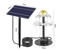 Buitenfontein op zonne-energie, 9 sproeiers, 4 watt, geschikt voor balkons, tuinen, vijvers, vogelbadjes, wit/grijs.