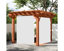 Buitengordijnen - Verduisterende Gordijnen - Blackout Curtains met Metalen Haken - Outdoor Gordijnen Voor Patio en Pergola - B 254 x H213cm - Wit - 1 stuks