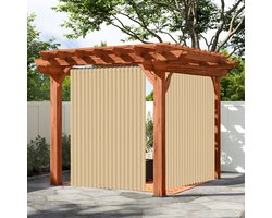 Buitengordijnen - Verduisterende Gordijnen - Blackout Curtains met Metalen Haken - Outdoor Gordijnen Voor Patio en Pergola - B 254 x H241cm - Beige - 1 stuks