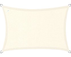 Buitenkado schaduwdoek rechthoek 2x2,5 m - HDPE/RVS - crème wit - incl. bevestigingsset