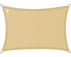 Buitenkado schaduwdoek rechthoek 2x5 m - HDPE/RVS - zand beige - incl. bevestigingsset
