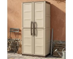 Buitenkast Balkon - Opbergkast Tuin - Spullen Opbergen - 100% Gemaakt in Italië - 70x47x178 cm - Beige Bruin