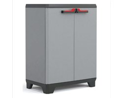Buitenkast Kunststof - Opbergkast Buiten Verrijkt Met Verstelbare Planken - Tuinkast Kunststof Ergonomisch Ontworpen - Donkergrijs/Zwart