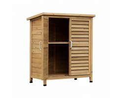 Buitenkast - Tuinkast - Tuinkast Hout - Gereedschapskast - Houten opslagkast - Dubbele deuren en ventilatiesleuven,Weerbestendig - Hout - 87×46,5×96,5 Cm - Geschikt voor tuin, terras en balkon - Naturel