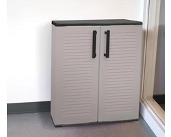 Buitenkast voor Buiten - Multifunctionele Kasten voor Balkon en Tuin - Grijs en Zwart