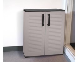 Buitenkast voor Buiten - Multifunctionele Kasten voor Balkon en Tuin - Grijs en Zwart