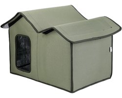 Buitenkattenhuis - Dierenverblijf Tuin - Bescherming Dieren - Waterdicht Regenbestendig - 34 x 10 x 10 cm - Leger Groen