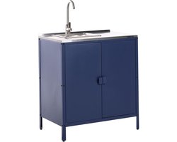 Buitenkeuken Kast - Tuin Keukenunit - Buiten Koken - Inclusief Spoelbak - 80x50x90 cm - Blauw