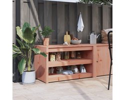 Buitenkeuken Kast - Tuinkast Opslag - Buiten Koken - Massief Douglas Hout - 106x55x64cm - Natuurlijk