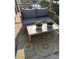 Buitenkleed 120-180cm, blauw/geel