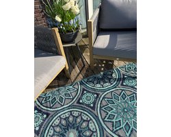 Buitenkleed 120-180cm, Blauw/Paars/Roze