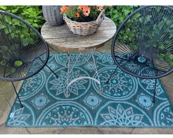 Buitenkleed 120-180cm, turquoise/bruin