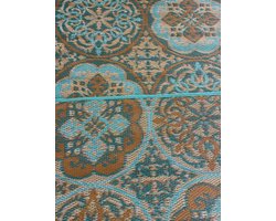 Buitenkleed 270-360cm, groen/bruin/ivoor/blauw