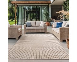 Buitenkleed, beige van kleur, voor woonkamer en slaapkamer, UV-bestendig, antislip, natuurlijke uitstraling 240x340 cm