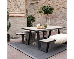 Buitenkleed Border - Zwart/grijs/wit - dubbelzijdig - EVA Interior - 240 x 340 - (XL)