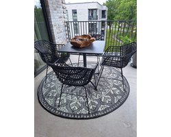 Buitenkleed diameter 180cm, zwart/crème/grijs