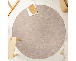 Buitenkleed, effen kleur - beige, geschikt voor terras, balkon of keuken, polypropyleen achterkant, afmeting: 200 cm rond