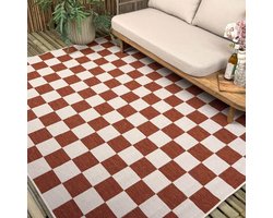 Buitenkleed Level blokken - checkerboard - roest - Interieur05 - 200 x 290 cm - (L)