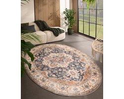 Buitenkleed ovaal Vintage - Valenca Fino goud/blauw 160x230 cm