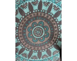 Buitenkleed rond diameter 180 cm, Turquoise/ivoor/blauw/crème