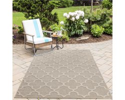 Buitenkleed, Scandinavisch design, beige kleur, kleed voor terras, balkon, keuken, polypropyleen achterkant, afmeting: 160 cm x 230 cm